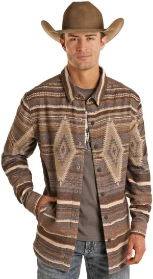 Rock & Roll Denim Mens Aztec Shirt Jacket Brown S