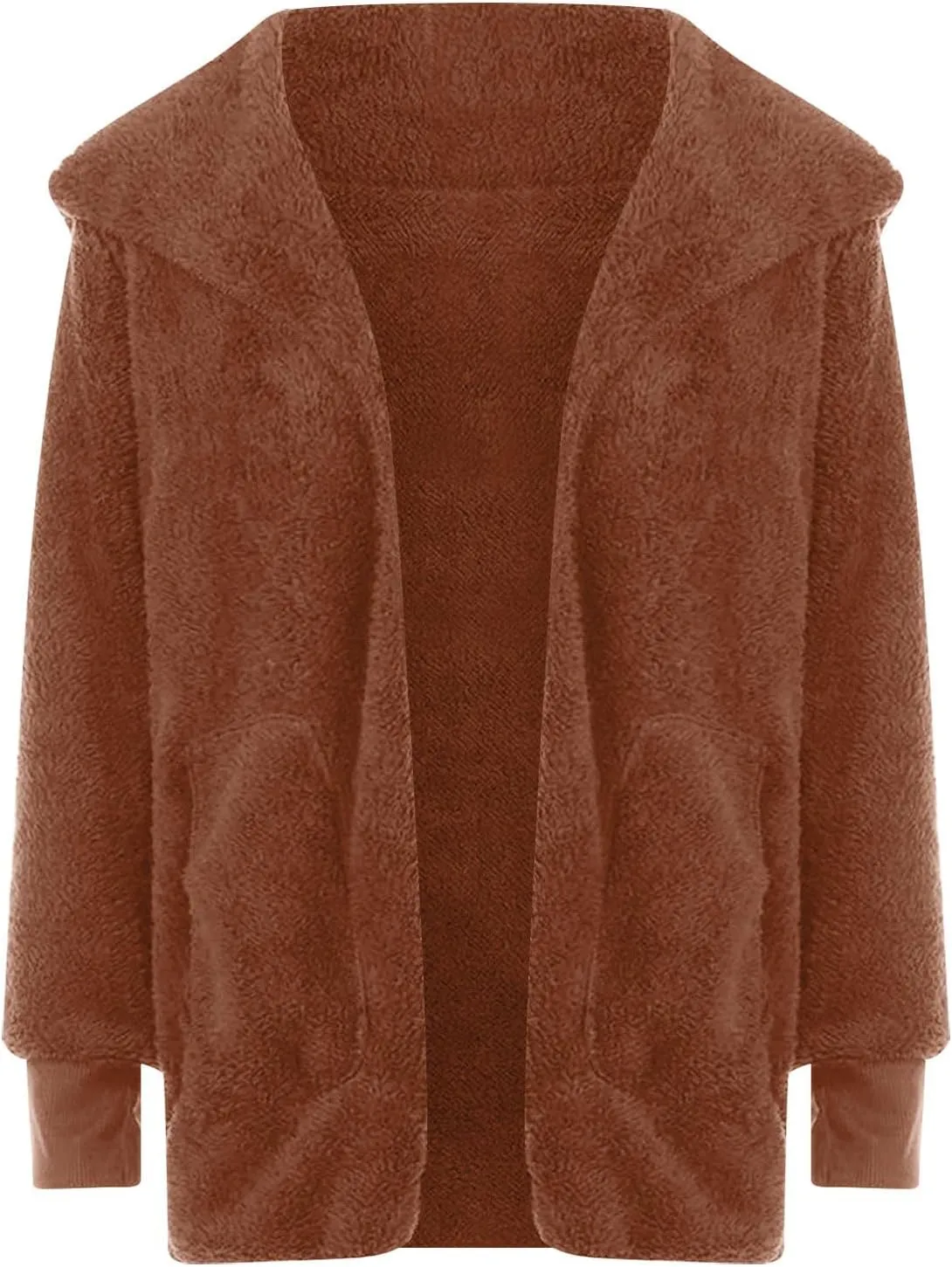 Sherpa Jacket Women Oversized Hooded Fuzzy Fleece Jackets with Pocket Warm Cozy Hoodie Cardigan Coat Plus Size