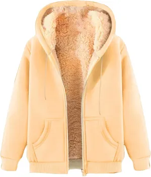 Sherpa Lined Jackets for Men Zip Up Hoodies Casual Oversized Fleece Jacket Trendy Y2K Hoodie Warm Winter Coat Pocket