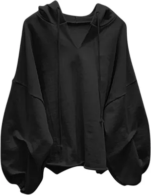 Slouchy Oversized Hoodie for Women Drop Shoulder Lantern Sleeve Baggy Sweatshirts Teen Girls Y2K Fashion Pullover