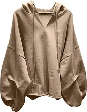 Slouchy Oversized Hoodie for Women Drop Shoulder Lantern Sleeve Baggy Sweatshirts Teen Girls Y2K Fashion Pullover