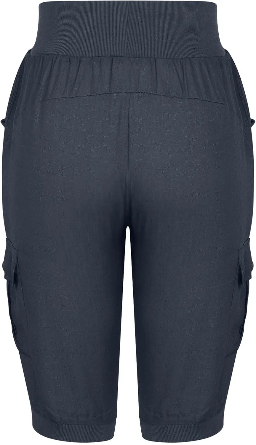 SMIDOW Capri Pants for Women Dressy Casual Drawstring Elastic High Waist Cotton Linen Trousers Active Running Sweatpants