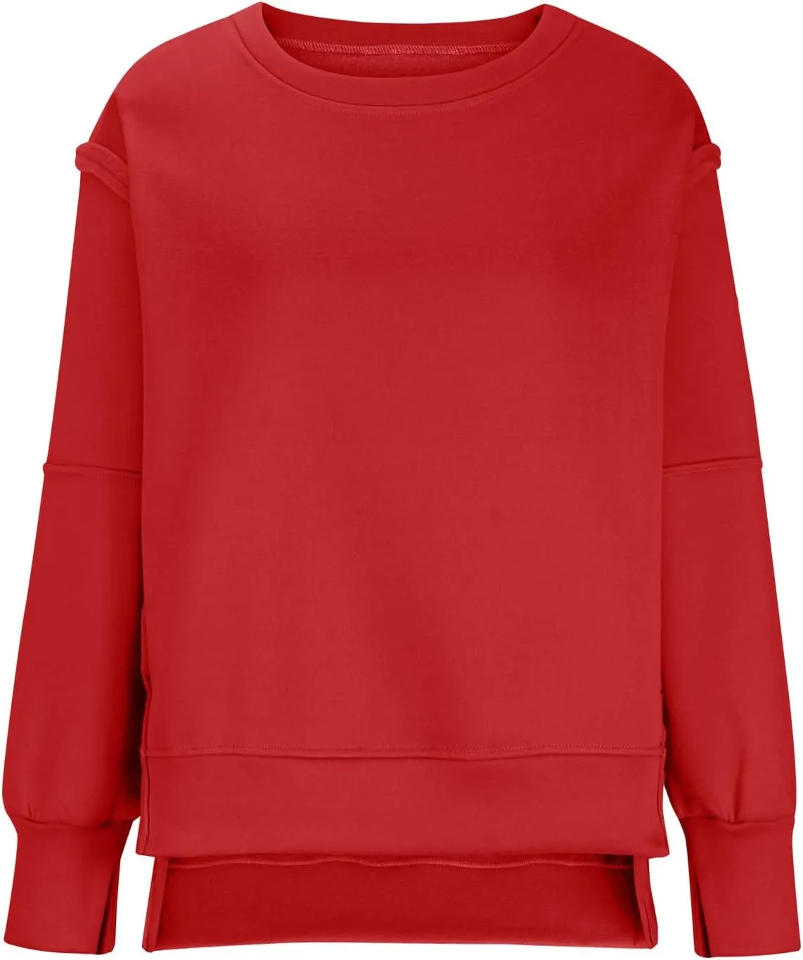 SMIDOW Womens Oversized Crewneck Sweatshirts Hoodies Fall 2023 Fashion Warm Y2k Clothes Casual Slit Sloucthy Pullover Tops