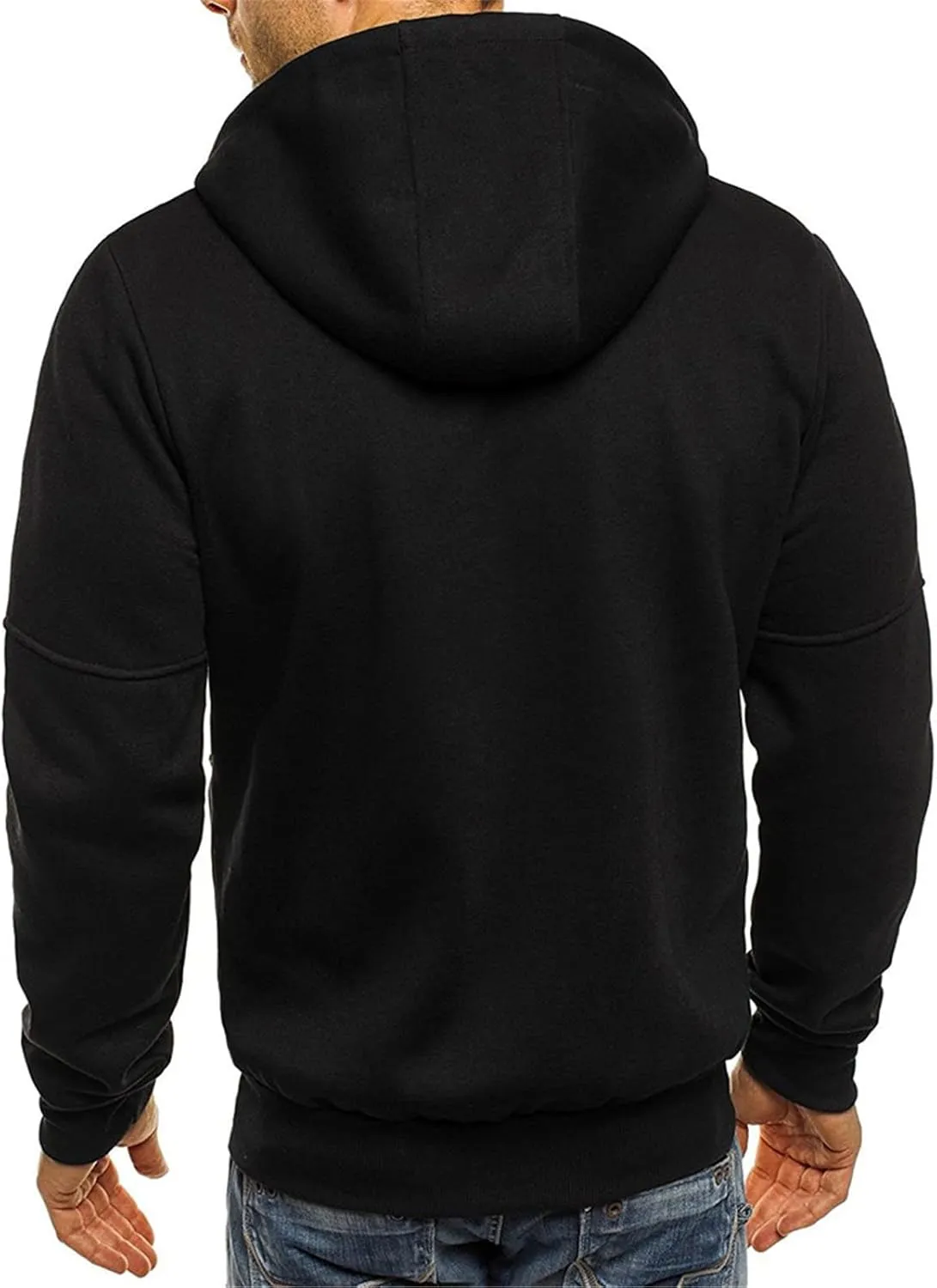 Sport Full Zip Hoodies for Men, Mens Hoodie, Men's Solid Full-Zip Long Sleeve Hooded Sweatshirt with Zipper Pockets