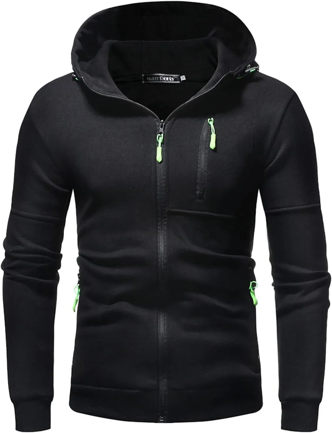 Sport Full Zip Hoodies for Men, Mens Hoodie, Men's Solid Full-Zip Long Sleeve Hooded Sweatshirt with Zipper Pockets