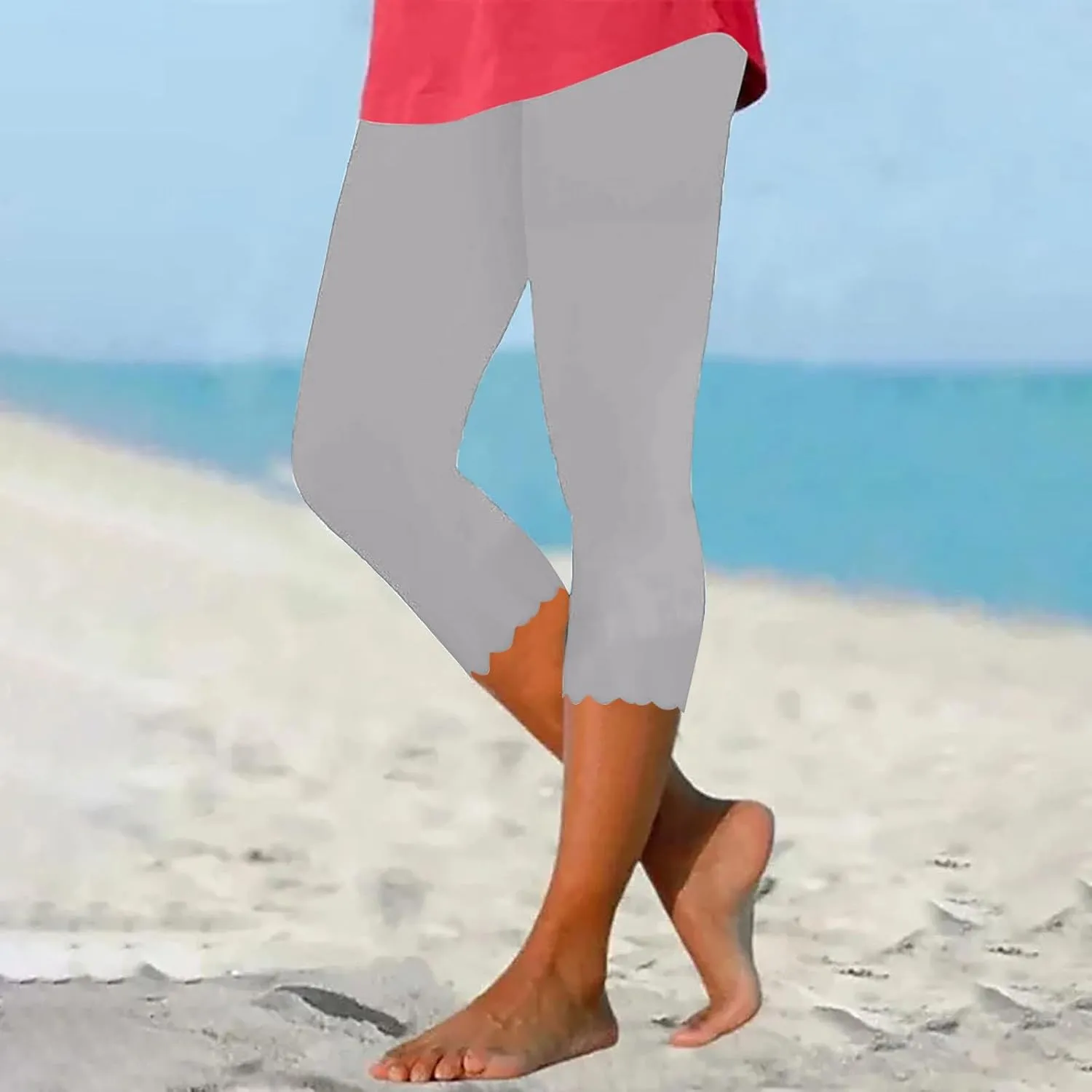 Summer Capri Leggings for Women Slim Fitting Soft Yoga Capris Lightweight Workout Running Yoga Pants Comfy Sweatpants