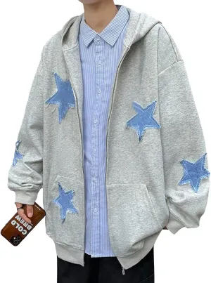 Sunwittafy Womens Full Zip Up Hoodie Y2k Spider Web Oversized Sweatshirt Long Sleeve Punk Jacket Vintage Harajuku Streetwear
