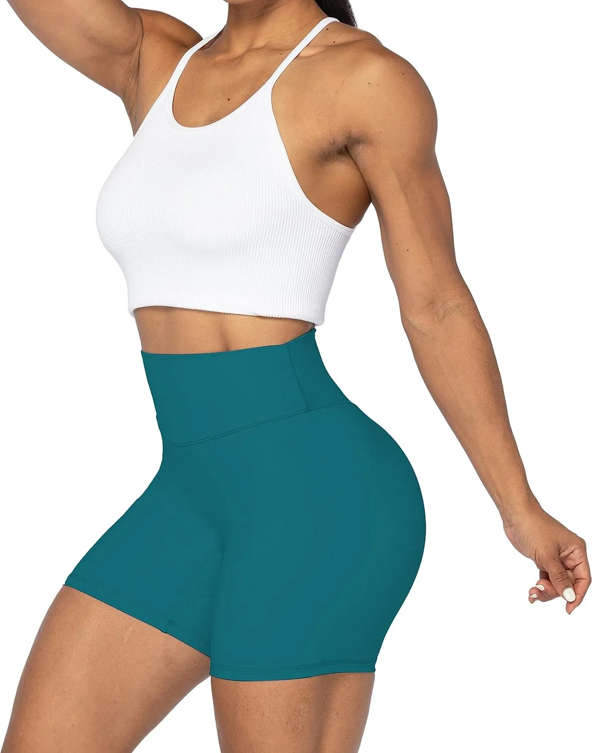 Sunzel No Front Seam High Waist Biker Shorts for Women, Squat Proof Yoga Workout Gym Bike Shorts