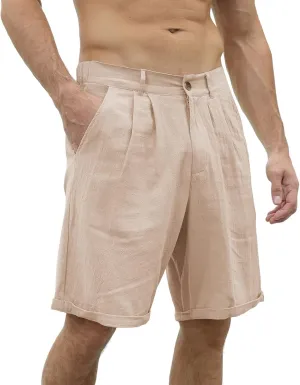 SUWBMHWE Mens Dress Shorts Casual Summer Pleated Front Work Golf Chino Shorts Button Waist Lightweight Beach Vacation Outfits