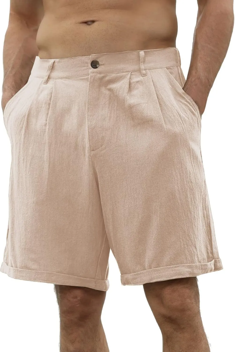 SUWBMHWE Mens Dress Shorts Casual Summer Pleated Front Work Golf Chino Shorts Button Waist Lightweight Beach Vacation Outfits