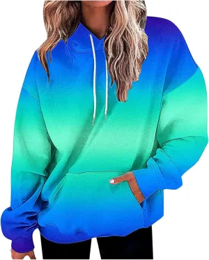 Sweatshirts for Women y2k Tie Dye Hoodie Drop Oversized Pullover Hoody Tops with Pocket Aesthetic Clothes