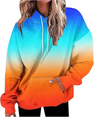 Sweatshirts for Women y2k Tie Dye Hoodie Drop Oversized Pullover Hoody Tops with Pocket Aesthetic Clothes