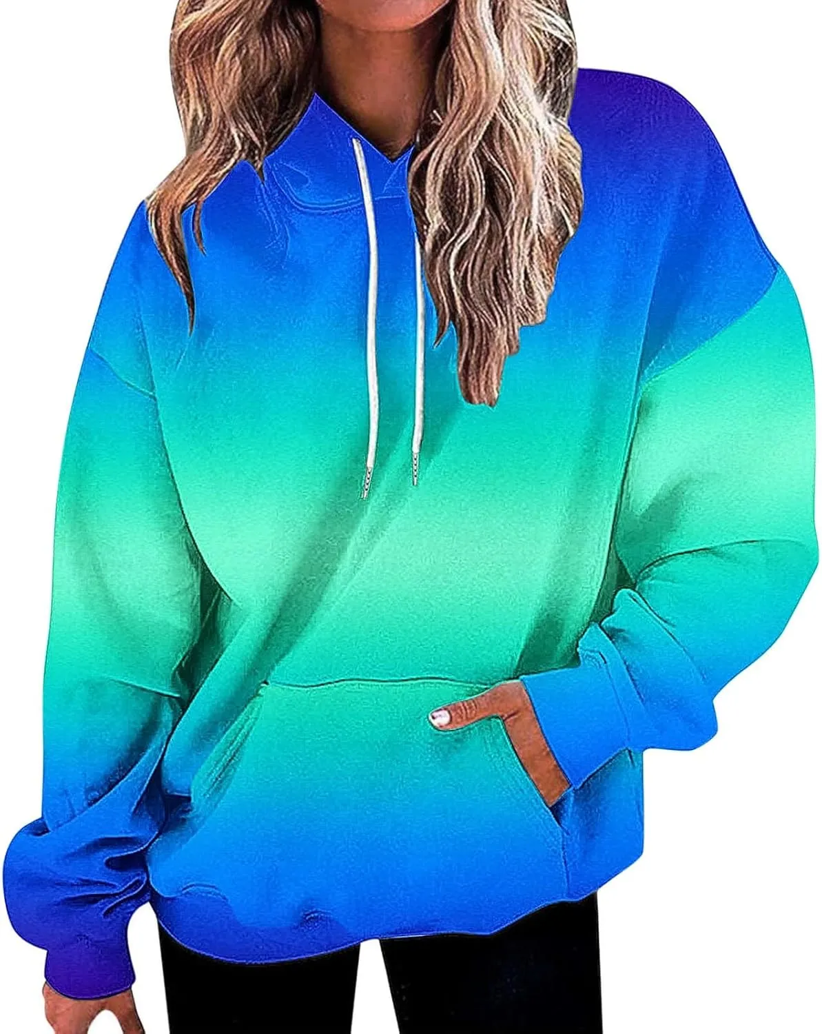Sweatshirts for Women y2k Tie Dye Hoodie Drop Oversized Pullover Hoody Tops with Pocket Aesthetic Clothes