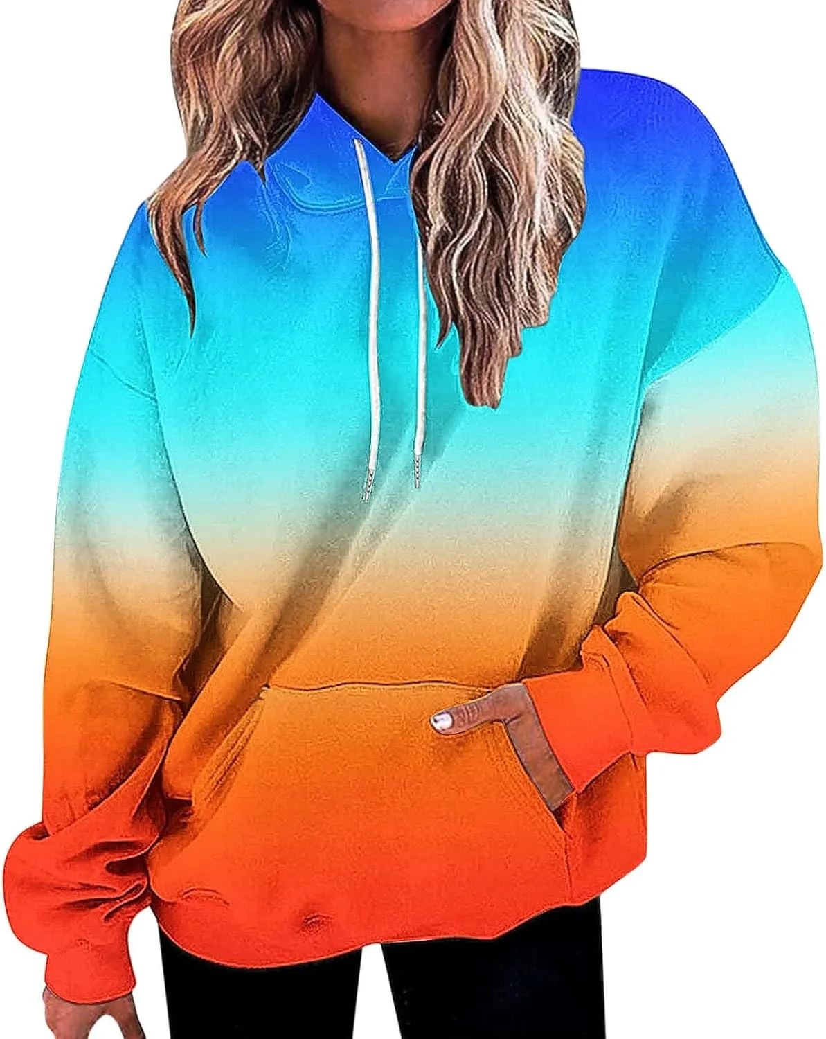 Sweatshirts for Women y2k Tie Dye Hoodie Drop Oversized Pullover Hoody Tops with Pocket Aesthetic Clothes
