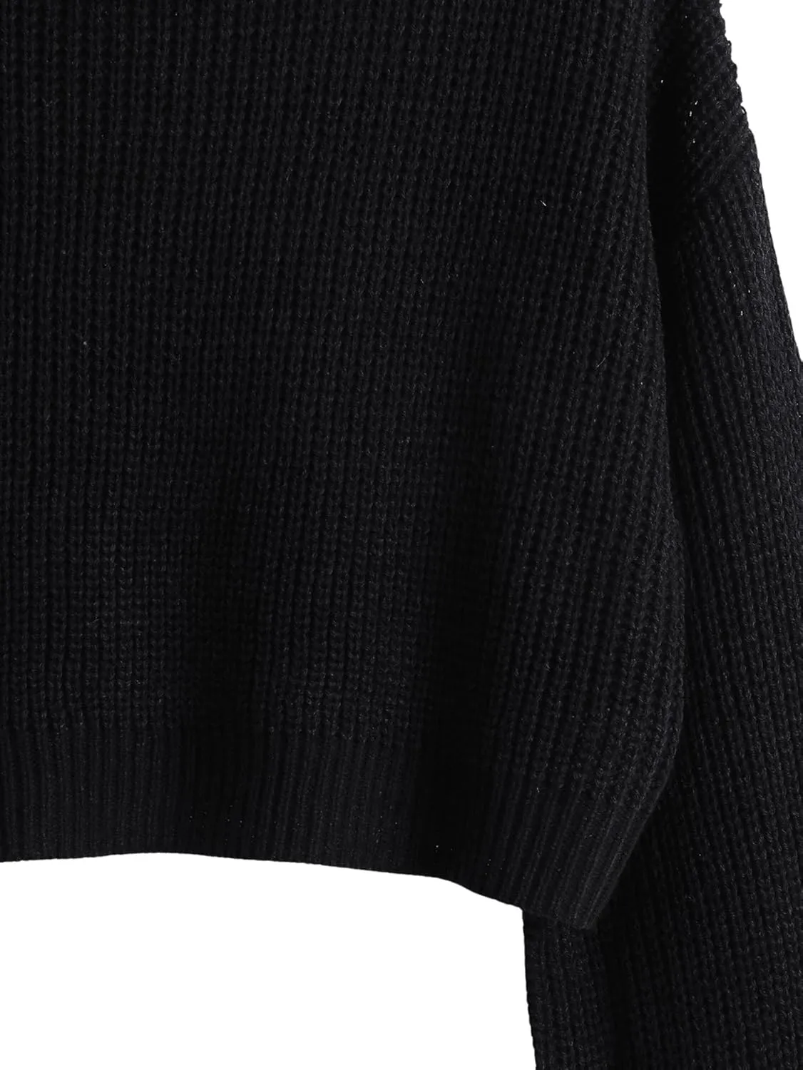 SweatyRocks Women's Long Sleeve Mock Neck Cropped Sweater Drop Shoulder Pullover Sweater Lantern Sleeve Ribbed Knit Crop Top