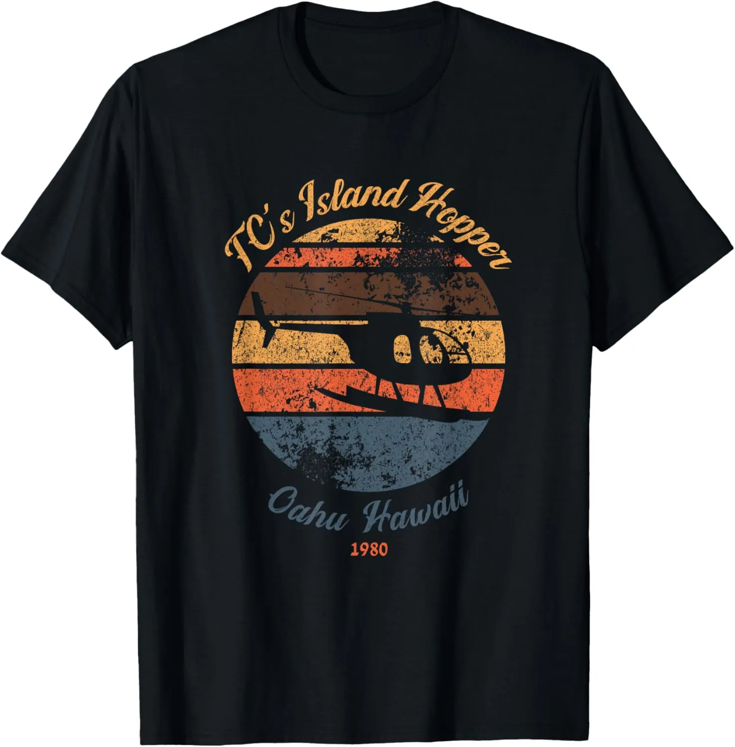 TC's Island hoppers Helicopter vintage sunset T-Shirt