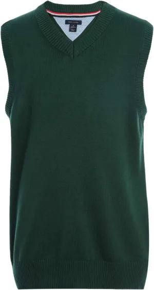 Tommy Hilfiger Boy's Sleeveless V-neck Sweater Vest, Kids School Uniform Clothes, Pullover