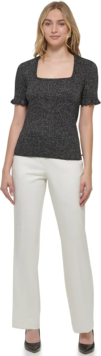Tommy Hilfiger Women's Shimmer Lurex Square Neck Sweater