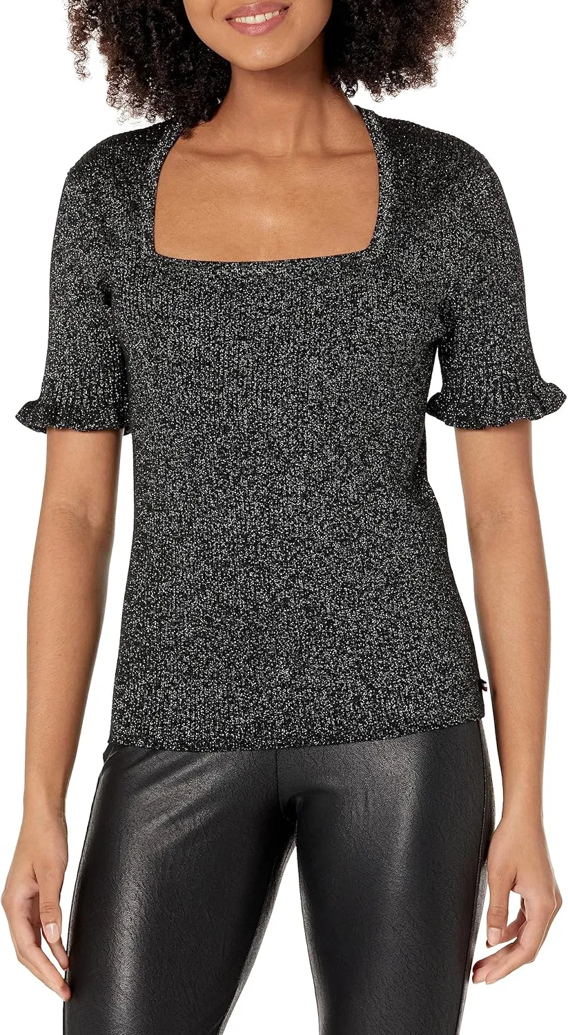 Tommy Hilfiger Women's Shimmer Lurex Square Neck Sweater