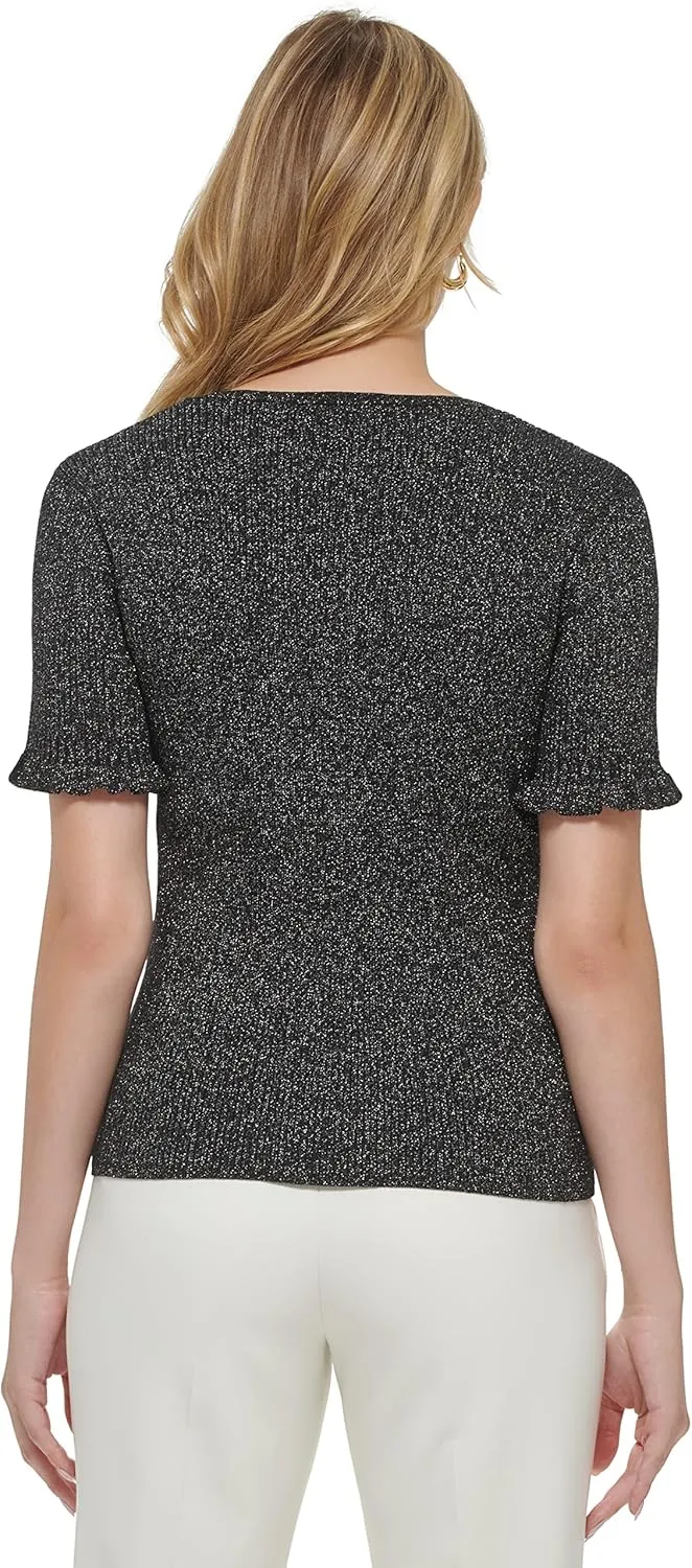Tommy Hilfiger Women's Shimmer Lurex Square Neck Sweater
