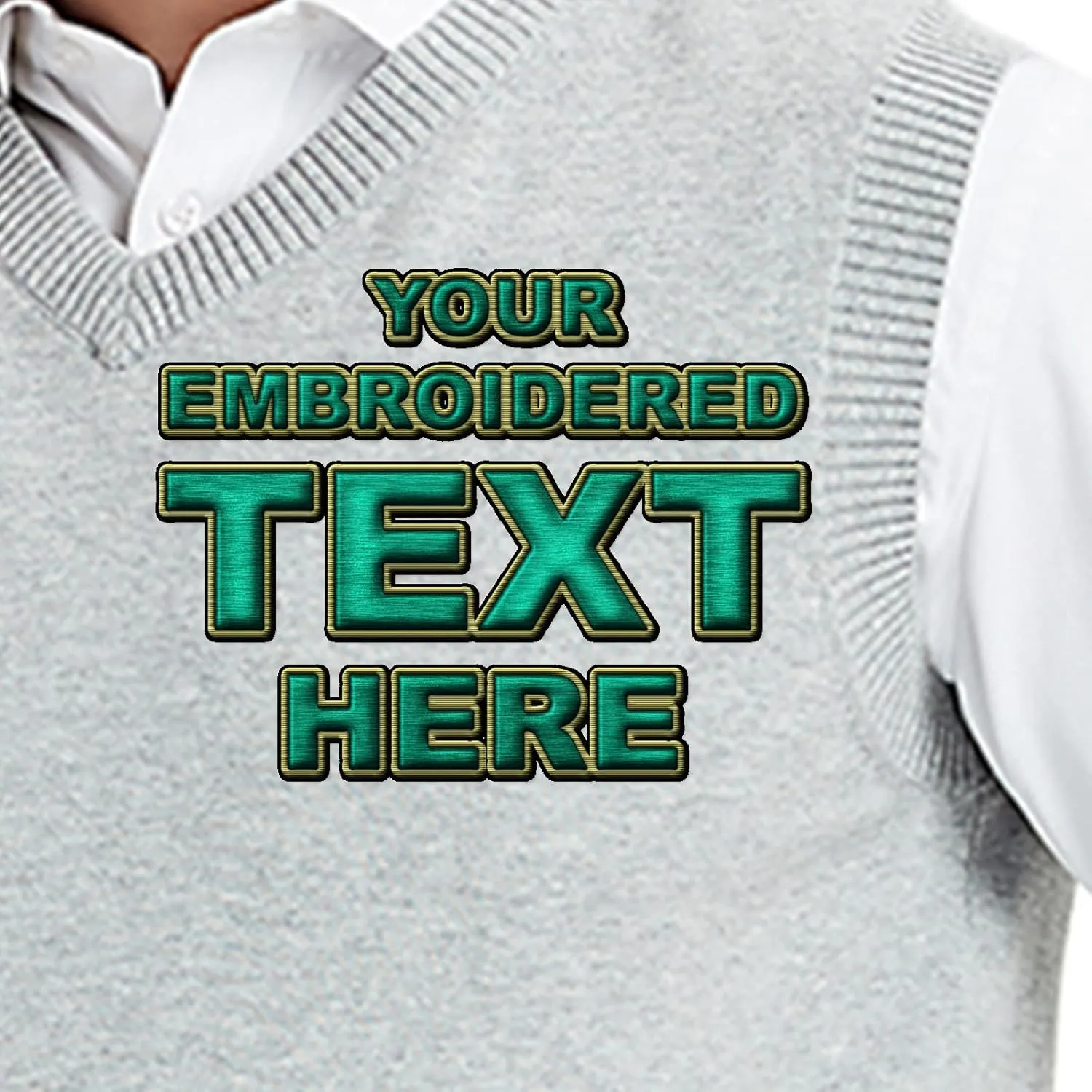 TopTie Embroidery Men's V-Neck 100% Cotton Sweater Vest Custom Solid Pullover Personalize Logo
