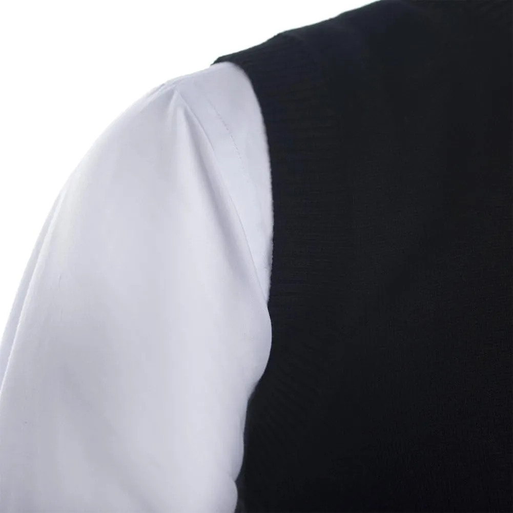 TopTie Embroidery Men's V-Neck 100% Cotton Sweater Vest Custom Solid Pullover Personalize Logo
