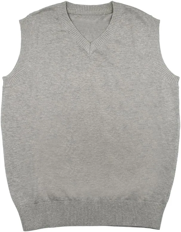 TopTie Embroidery Men's V-Neck 100% Cotton Sweater Vest Custom Solid Pullover Personalize Logo