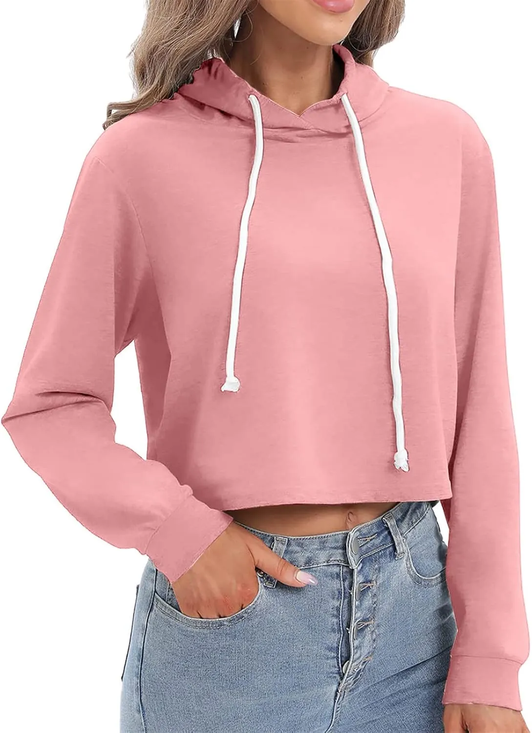 tuduoms Women Casual Cropped Zip Up Hoodie Cute Crop Top Y2K Teen Girls Trendy Lightweight Crop Jacket Long Sleeve Sweatshirt