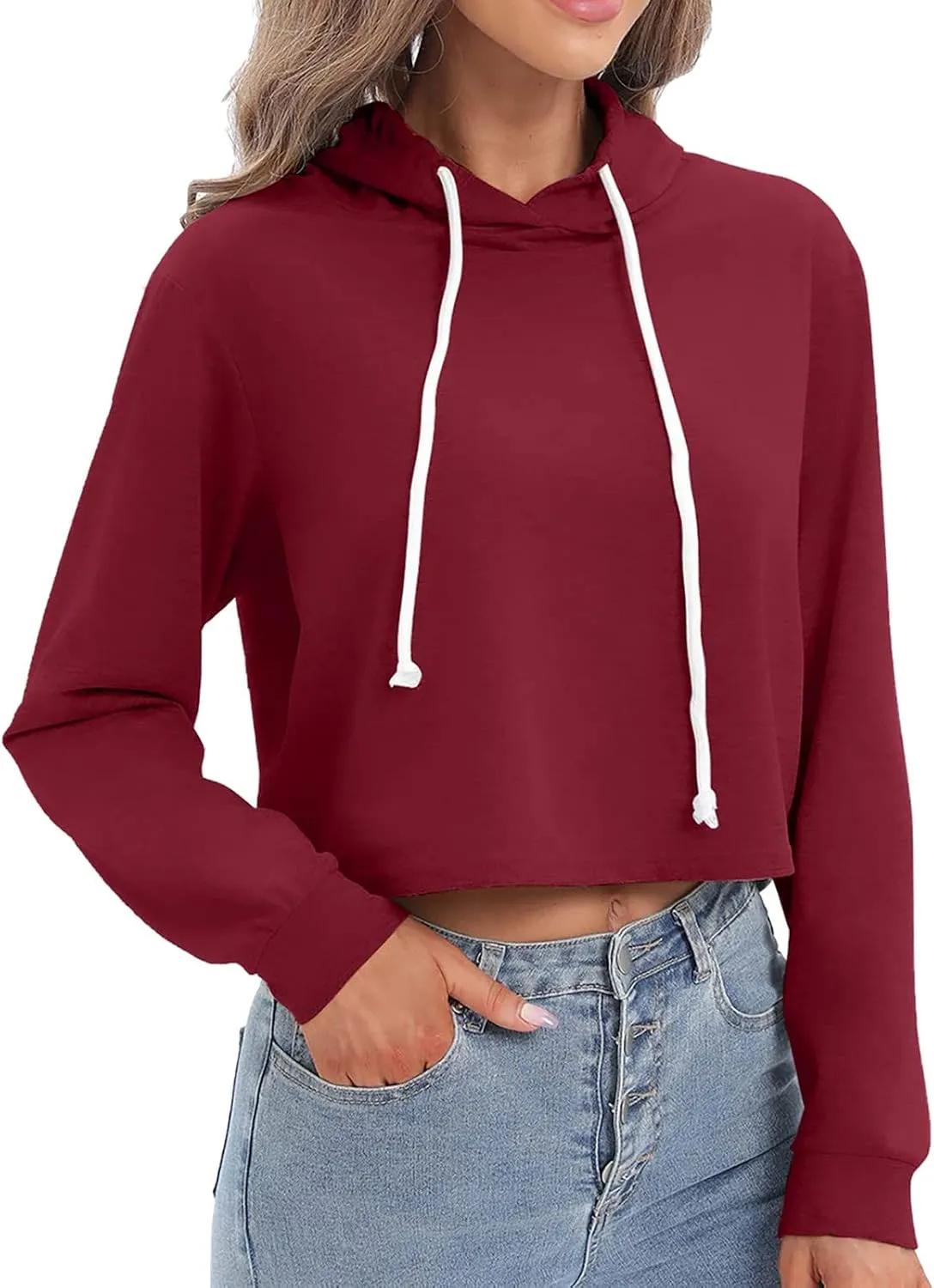 tuduoms Women Casual Cropped Zip Up Hoodie Cute Crop Top Y2K Teen Girls Trendy Lightweight Crop Jacket Long Sleeve Sweatshirt