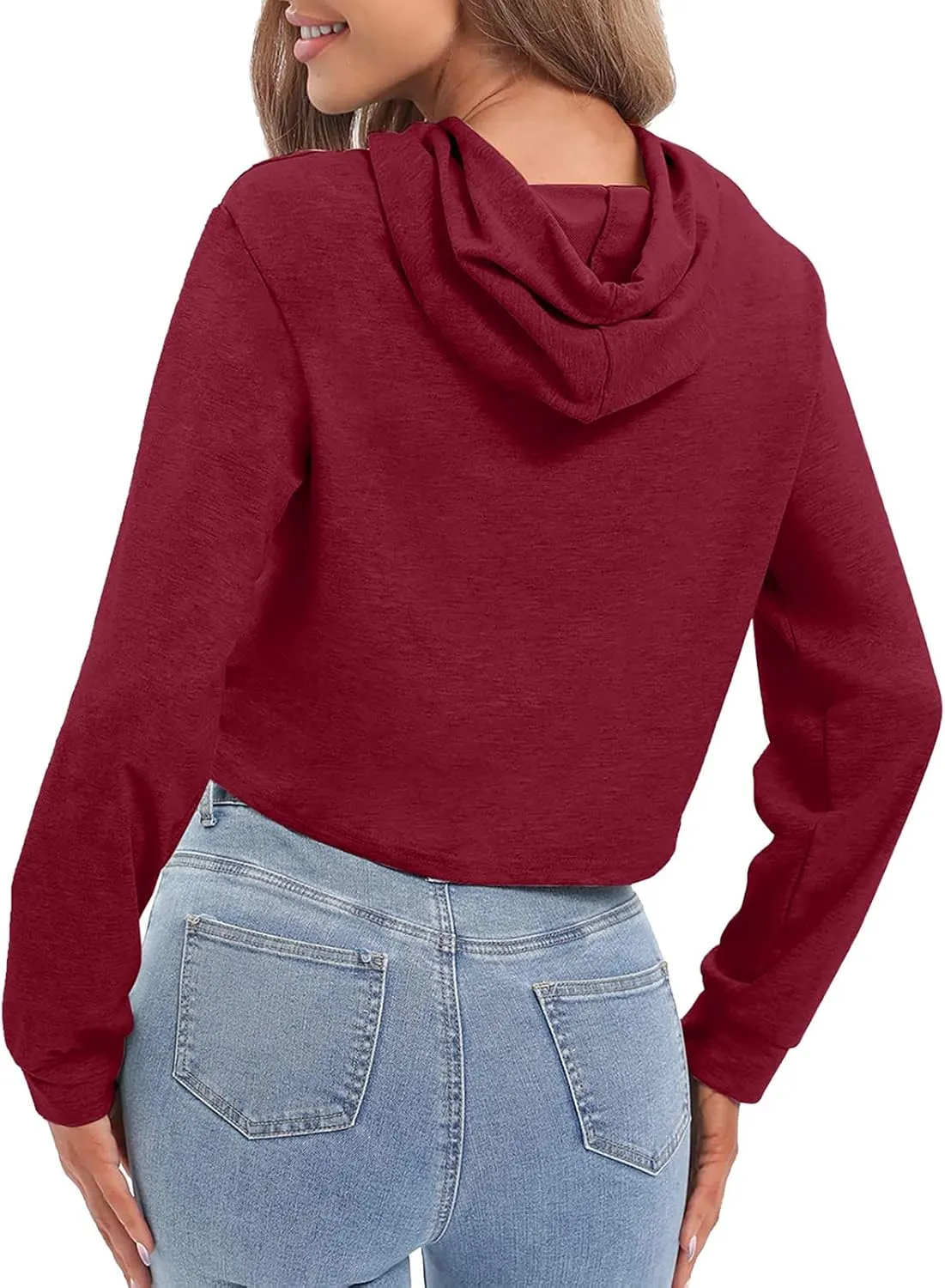 tuduoms Women Casual Cropped Zip Up Hoodie Cute Crop Top Y2K Teen Girls Trendy Lightweight Crop Jacket Long Sleeve Sweatshirt