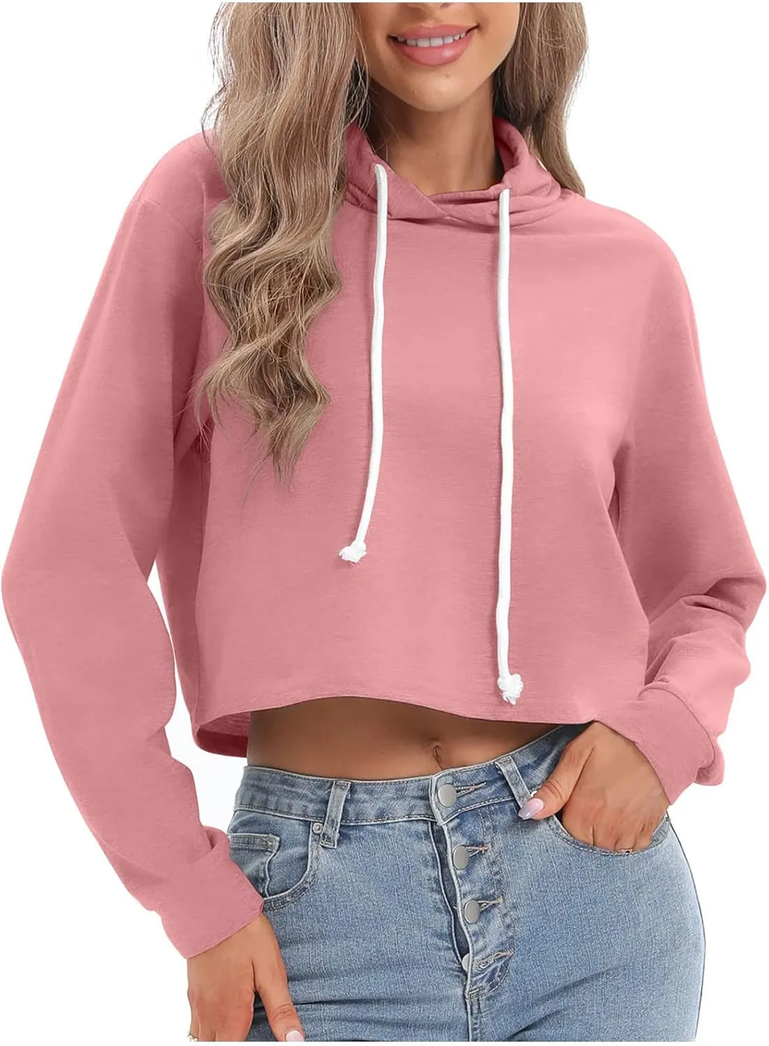tuduoms Women Casual Cropped Zip Up Hoodie Cute Crop Top Y2K Teen Girls Trendy Lightweight Crop Jacket Long Sleeve Sweatshirt
