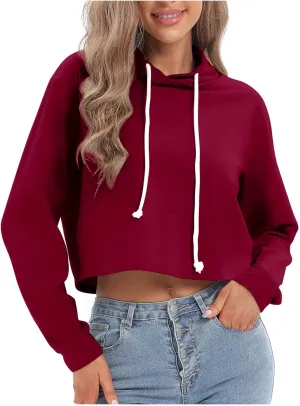 tuduoms Women Casual Cropped Zip Up Hoodie Cute Crop Top Y2K Teen Girls Trendy Lightweight Crop Jacket Long Sleeve Sweatshirt
