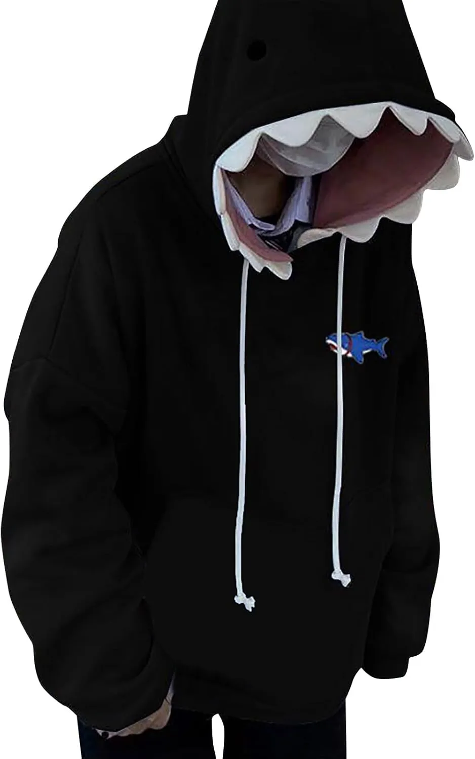 TUQIDEWU Mens Hoodies, Women's Cute Shark Hoodies Unisex Hoodies Long Sleeve Hooded Cartoon Animal Pullover Sweatshirts Tops