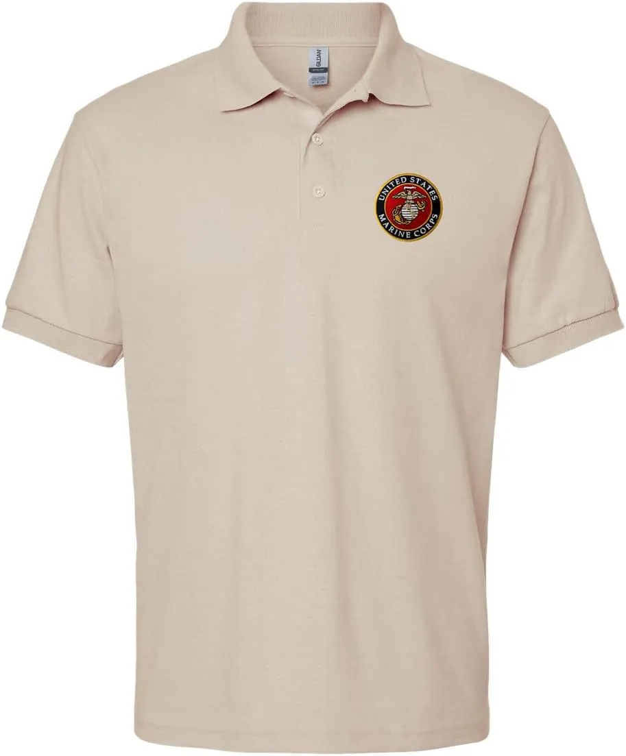 US Marine Corps Embroidered Polo Shirt USMC Licensed