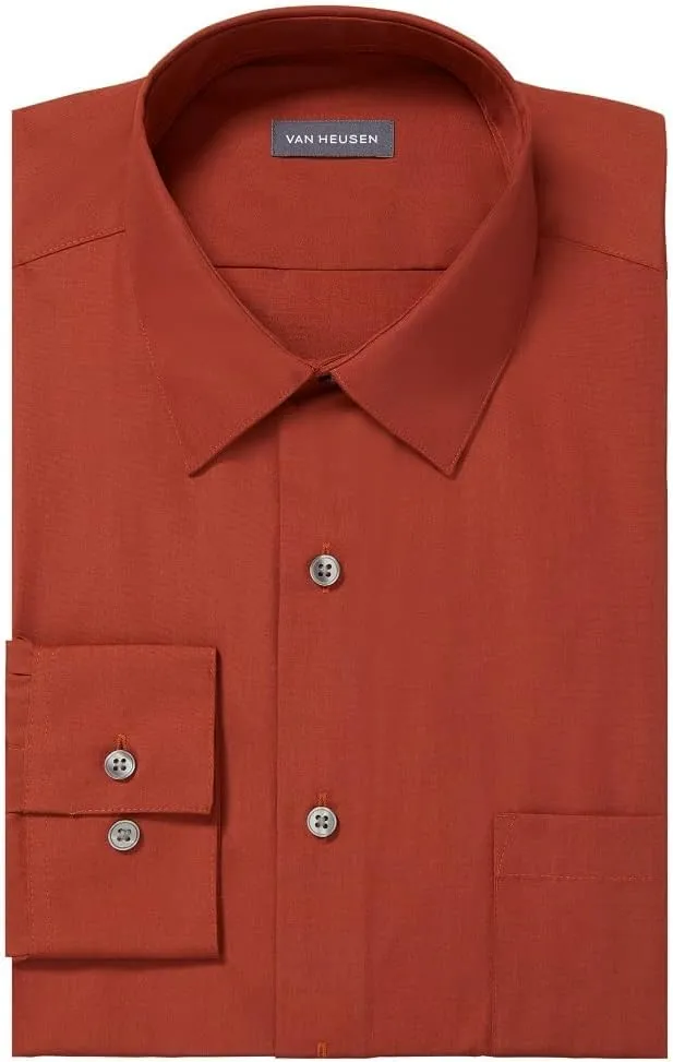 Van Heusen Men's Dress Shirt Regular Fit Poplin Solid
