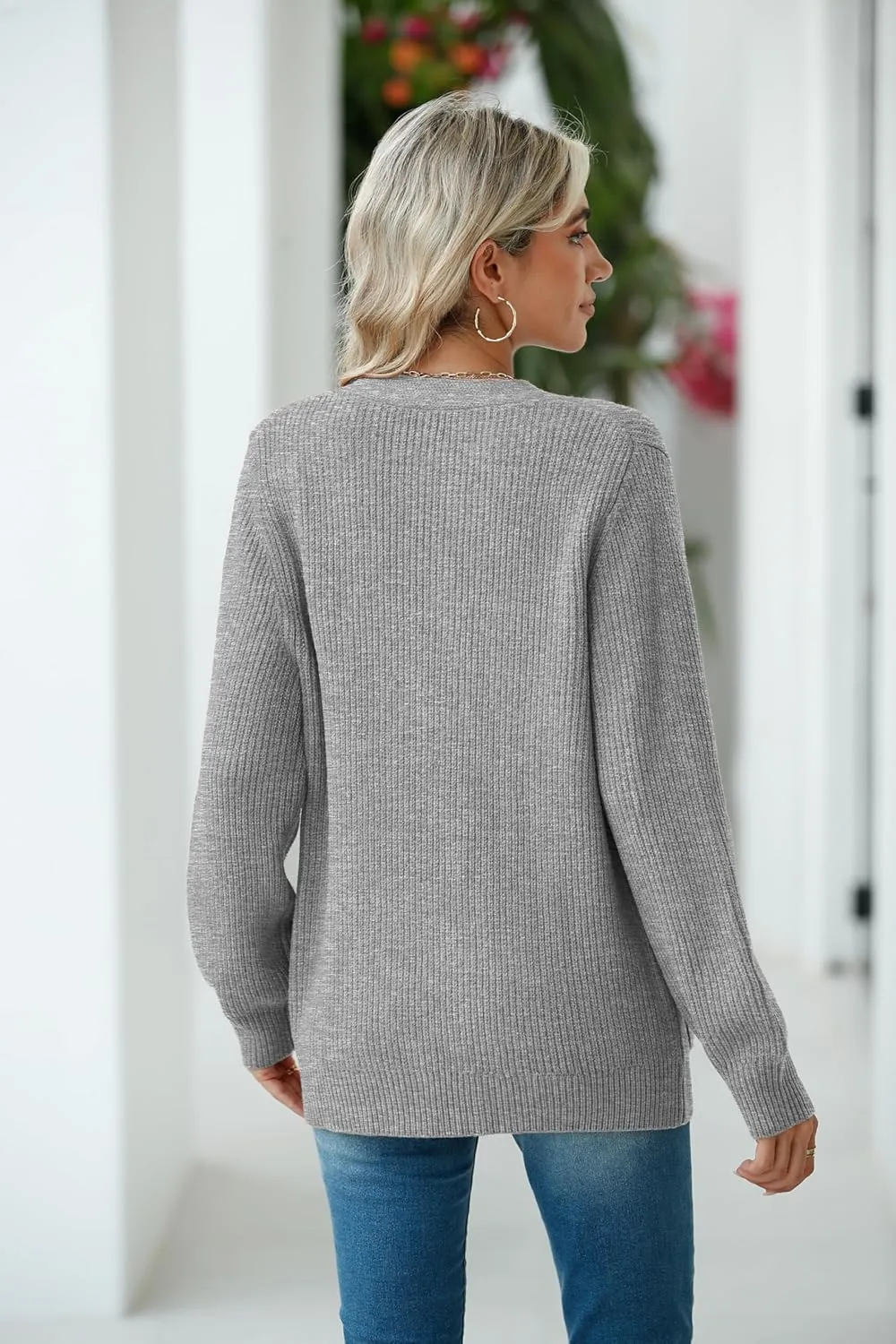 VIISHOW Women Chunky Knit Cardigan Sweater Long Sleeve V Neck Button up Cardigan with Pocket Sweater Coat for Fall and Winter