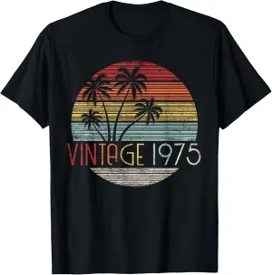 Vintage 1975 Sunset Palm Tree Birthday T-Shirt
