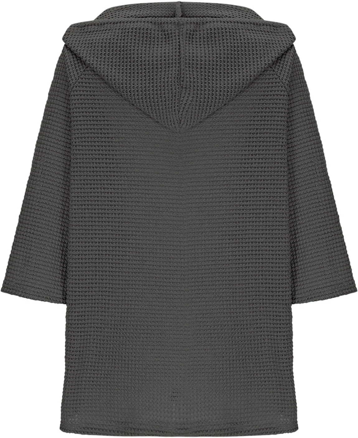Waffle Knit Tops for Women Loose Fit 3/4 Sleeve Henley V Neck T Shirts Casual Spring Knitted Lightweight Tunic Hoodie