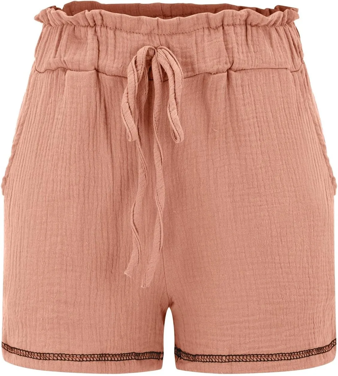 White Shorts for Woman Plus Size High Waisted Shorts Lacing Beach Workout Pocket Five Point Pants White Shorts for