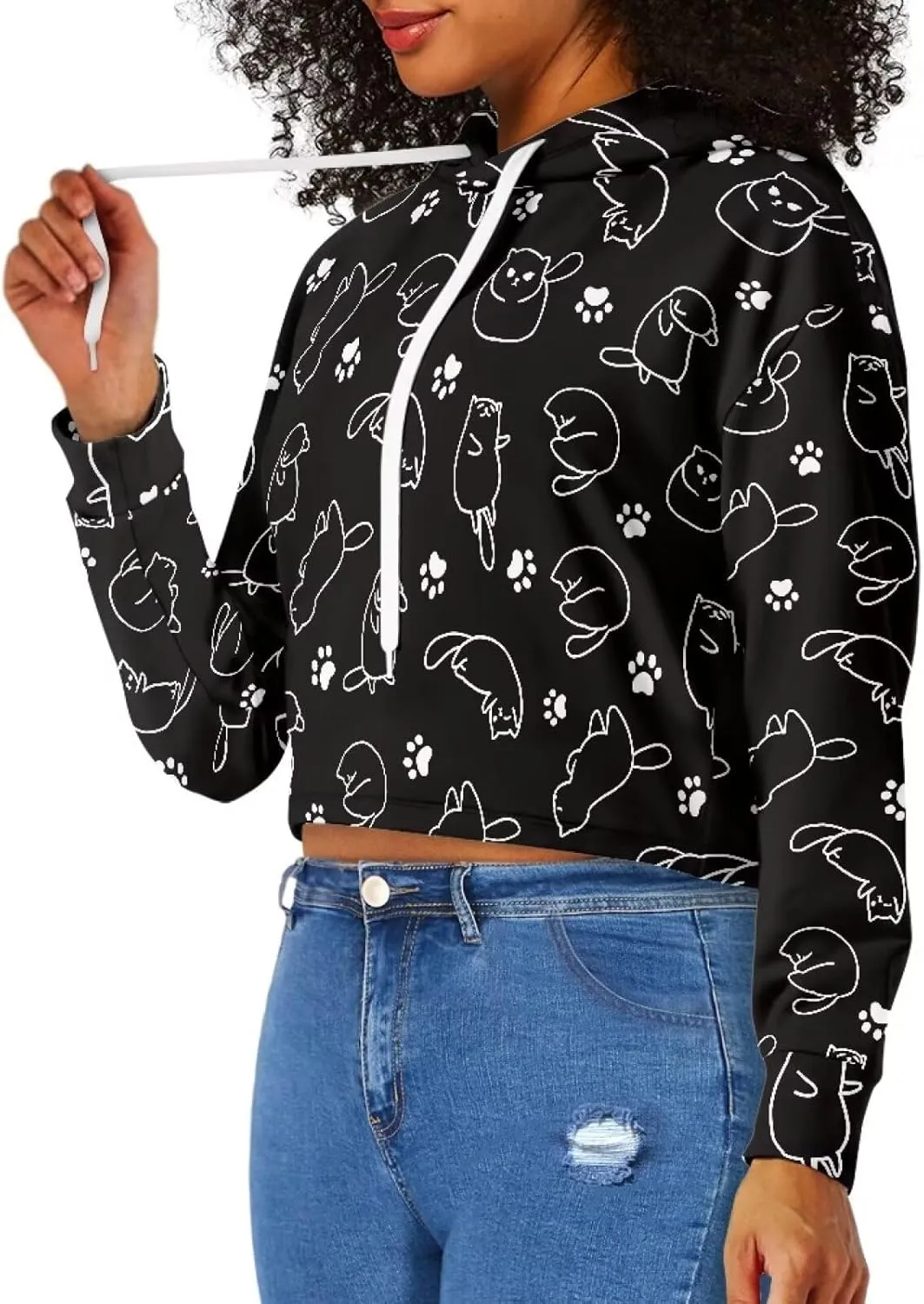 Winter Oversized Hoodies Spring Fall Crop Top Sweaters for Women Lightweight Graphic Sweatshirt with Hood Size S-5XL