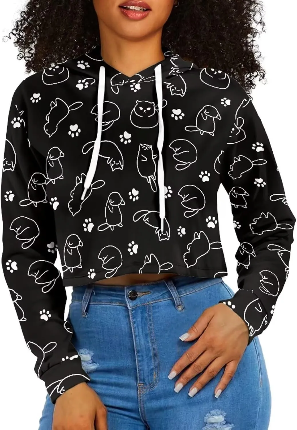 Winter Oversized Hoodies Spring Fall Crop Top Sweaters for Women Lightweight Graphic Sweatshirt with Hood Size S-5XL