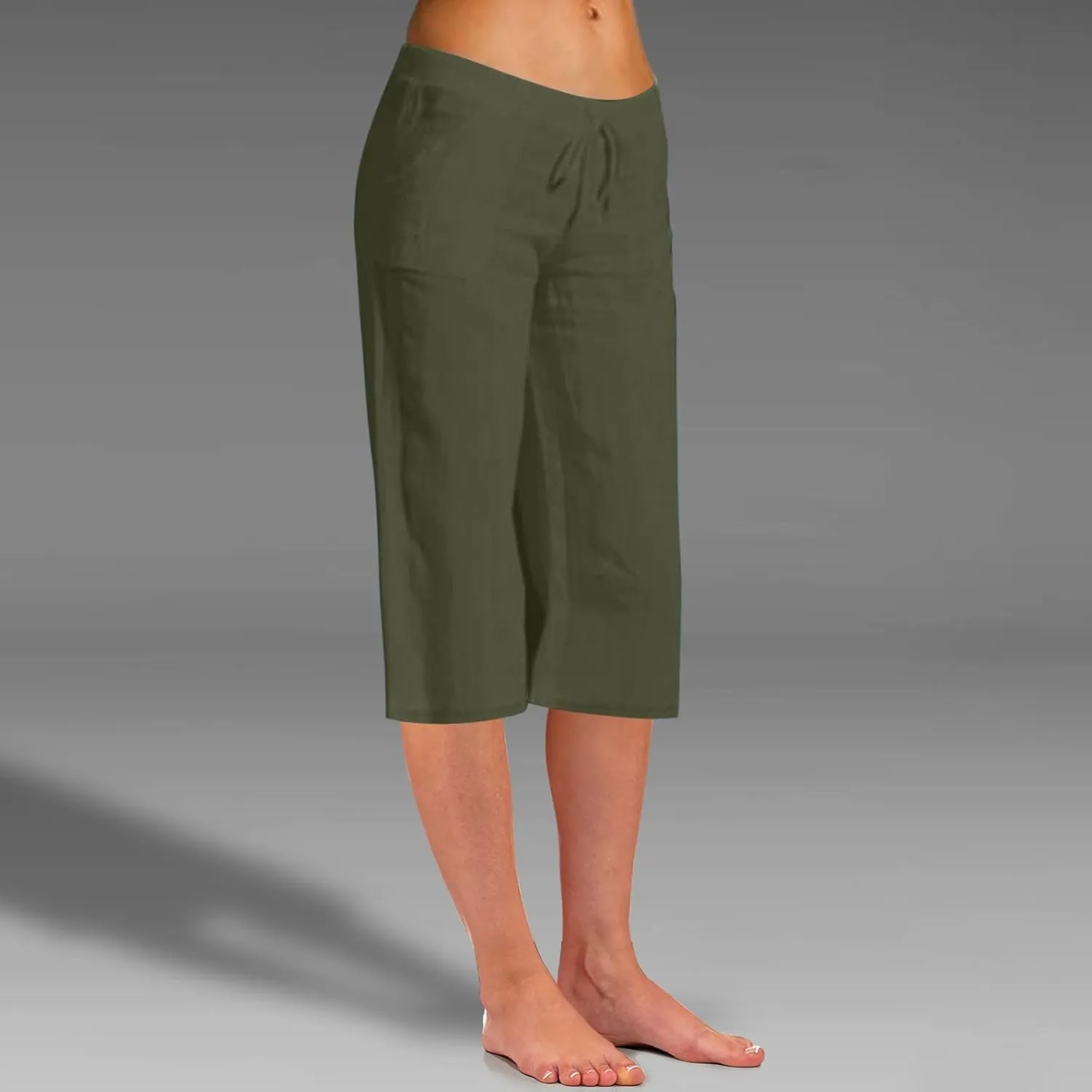 Women Cotton Linen Summer Boho Pants High Waist Ankle Length Plus Size Trouser Travel