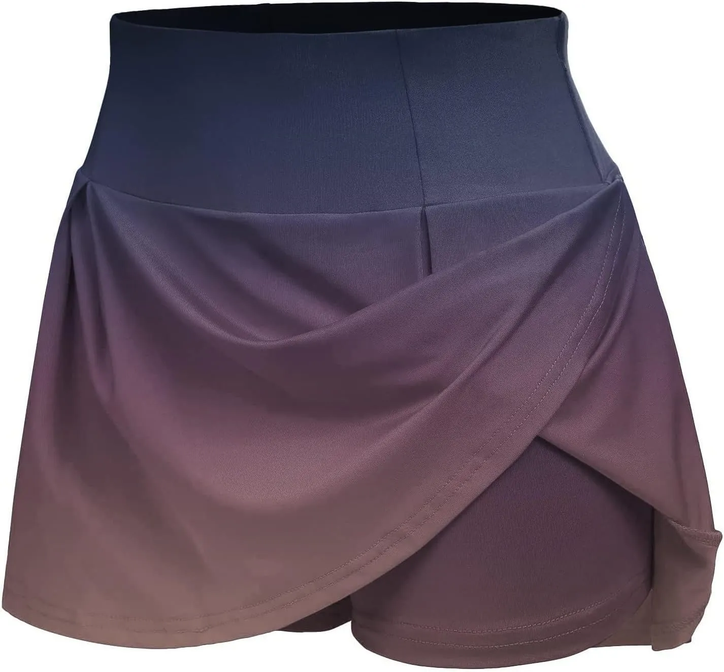 Women Gradient Colour Skirt Shorts Ladies Pleated Tennis Skirts Short Regular Fit Fake Two Piece Half Trouser 2025