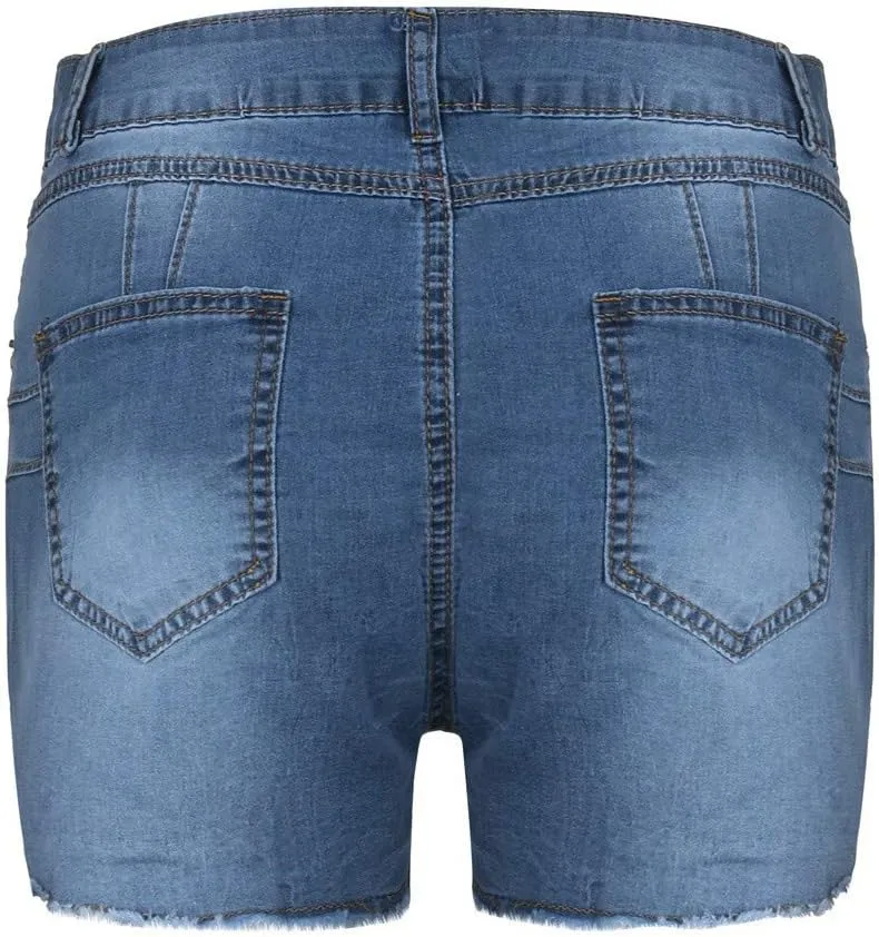 Women Hight Waisted Denim Shorts Trendy Butt Lifting Jean Shorts Distressed Frayed Raw Ripped Short Jeans