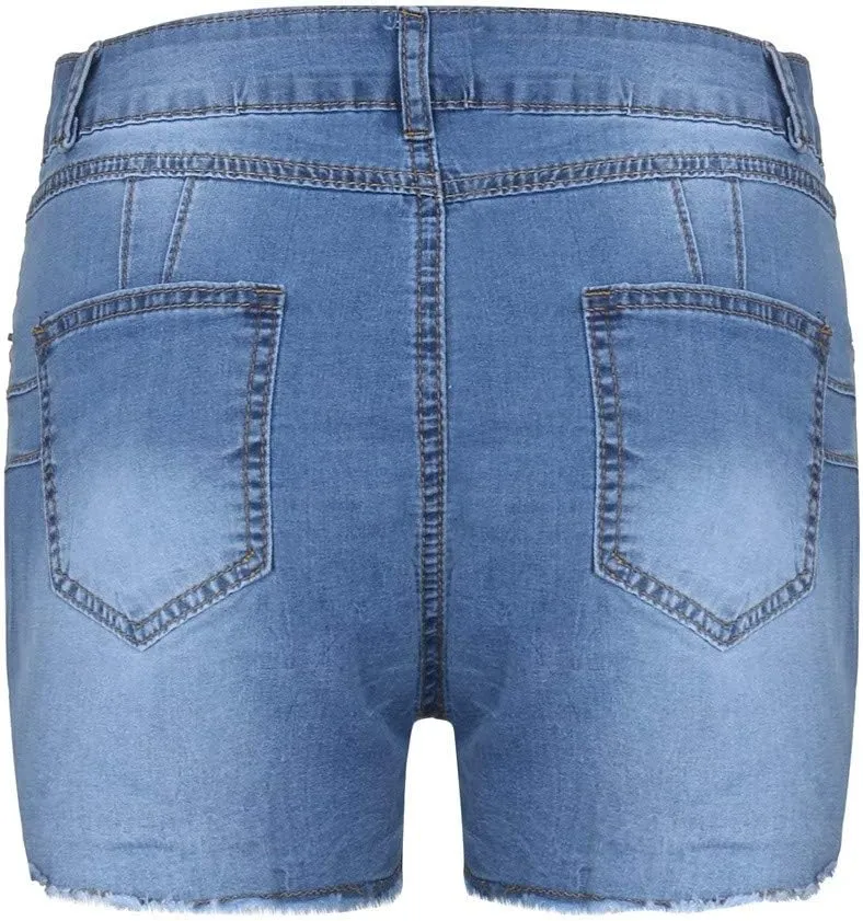 Women Hight Waisted Denim Shorts Trendy Butt Lifting Jean Shorts Distressed Frayed Raw Ripped Short Jeans