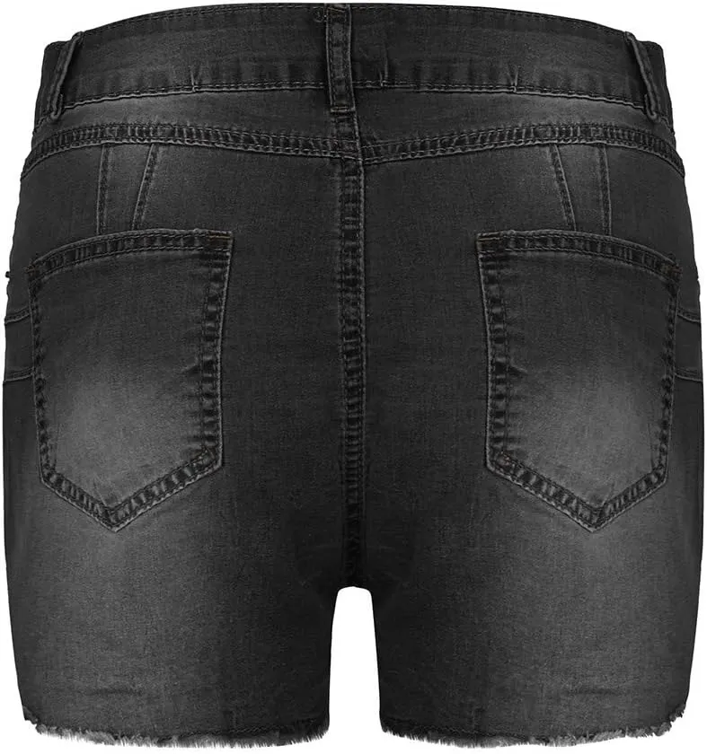 Women Hight Waisted Denim Shorts Trendy Butt Lifting Jean Shorts Distressed Frayed Raw Ripped Short Jeans