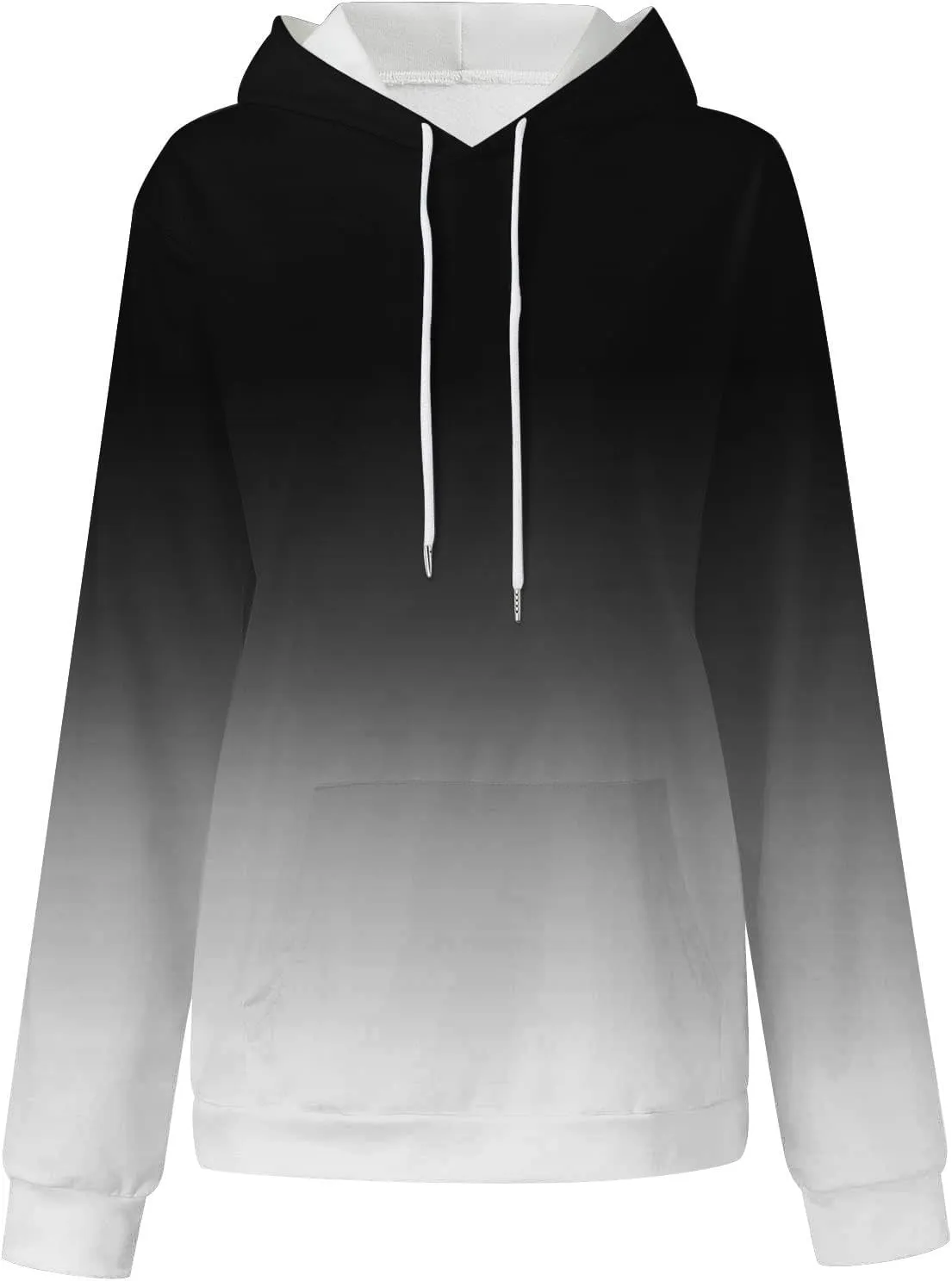 Women Hooded Sweatshirts Gradient Graphic Oversized Pullover Drawstraing Long Sleeve Trendy Sweater Tops with Pocket