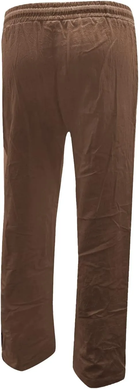 Women Linen Summer Trendy Pants High Waist Baggy Stretchy Slim-Fit Trousers Travel