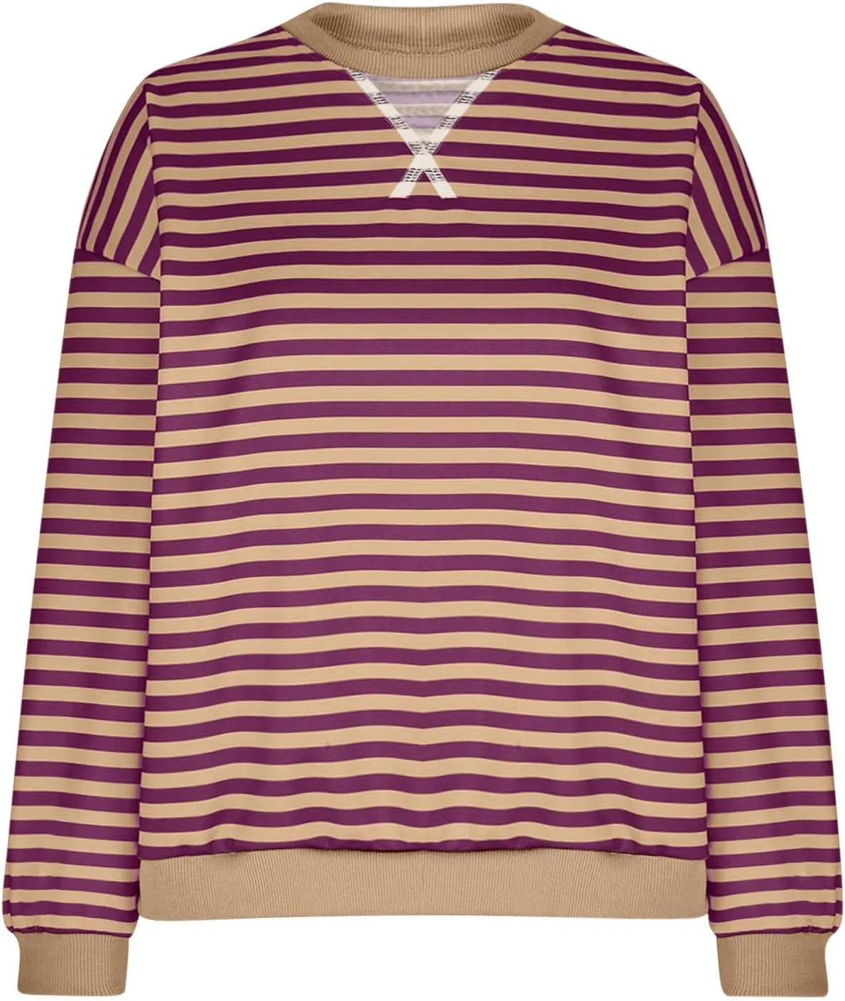 Women Striped Oversized Sweatshirt Long Sleeve Crewneck Hoodies Shirts 2024 Fall Pullover Top Trendy Preppy Clothes