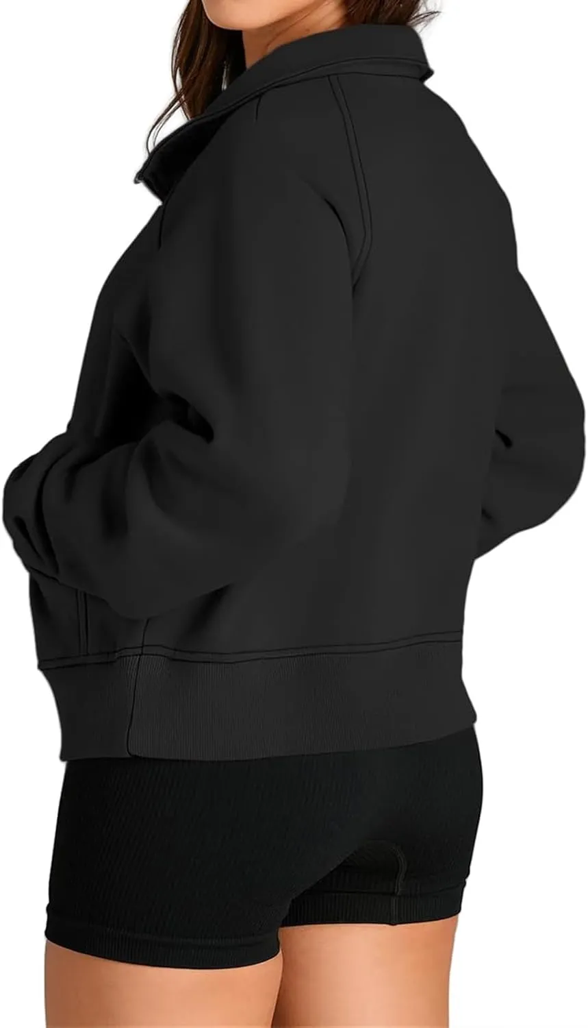 Women Sweatshirt Half Zipper Crop Pullover Hoodie Oversized Quarter Zip Fleece Sweatshirt Fall Fashion Outfits Clothes